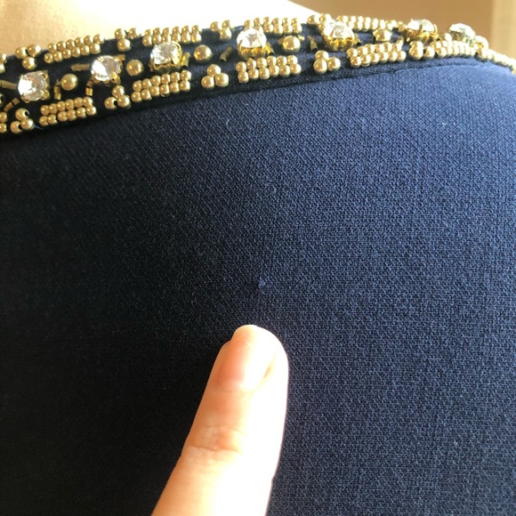 LILLY PULITZER Bronte Embellished Keyhole Crepe Shift Dress Navy/Gold Sz 2 - Picture 11 of 15